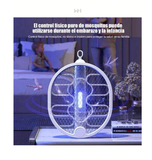 Raqueta Eléctrica Mata Mosquitos recargable con luz led