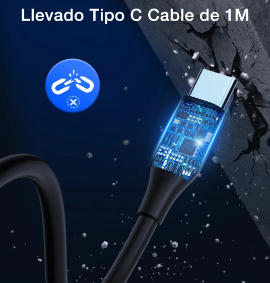Turbo cargador para auto con cable tipo C 3A