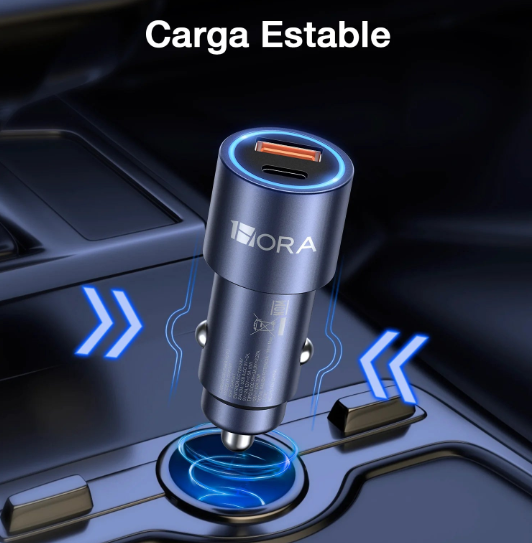 Turbo cargador para auto con cable tipo C 3A