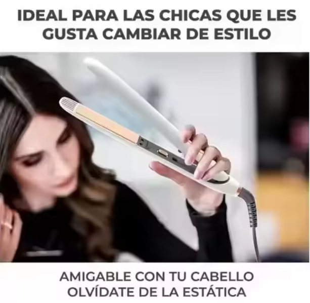 Plancha y rizador de cabello 2 en 1
