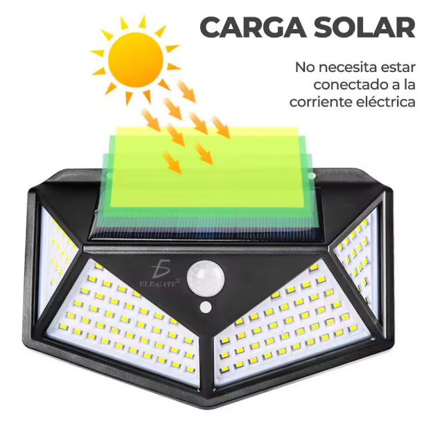 Lámpara solar con 100 LED y sensor de movimiento para exteriores