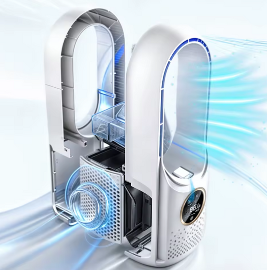 Ventilador sin aspas con pantalla digital de 6 velocidades con función de humidificador