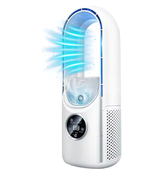 Ventilador sin aspas con pantalla digital de 6 velocidades con función de humidificador