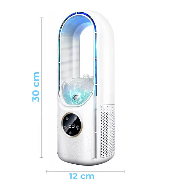 Ventilador sin aspas con pantalla digital de 6 velocidades con función de humidificador
