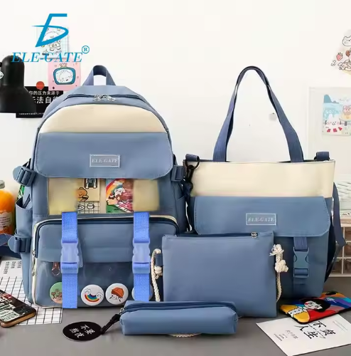 Juego de 4 mochilas escolares de lona para estudiantes