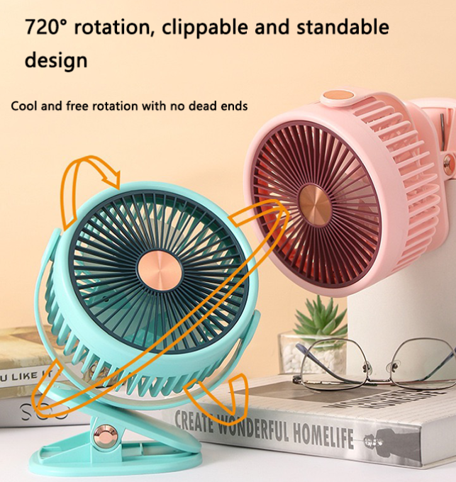 Ventilador con clip recargable portátil