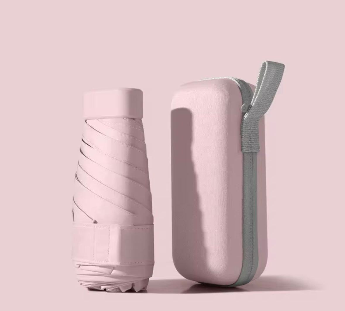 Paraguas portátil de cinco pliegues con estuche anti UV con estuche para viajes