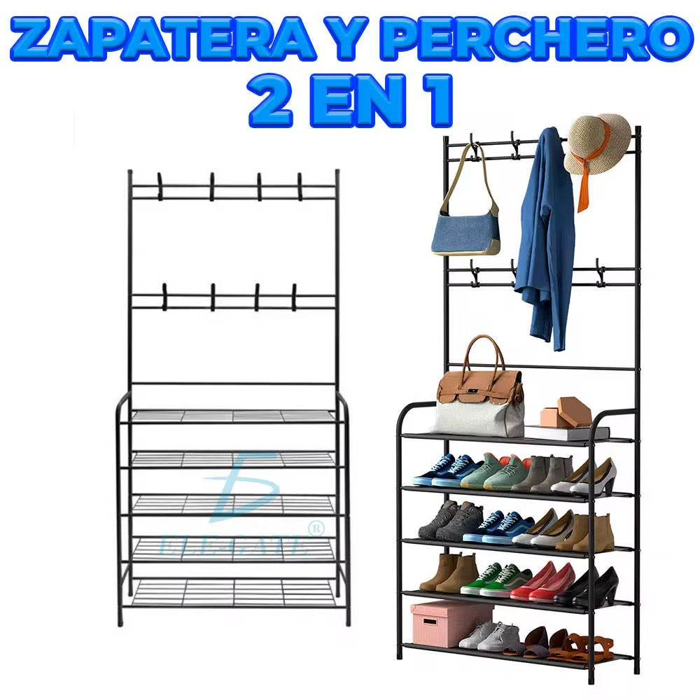 Organizador de 5 niveles con perchas de barra doble para zapatos y ropa