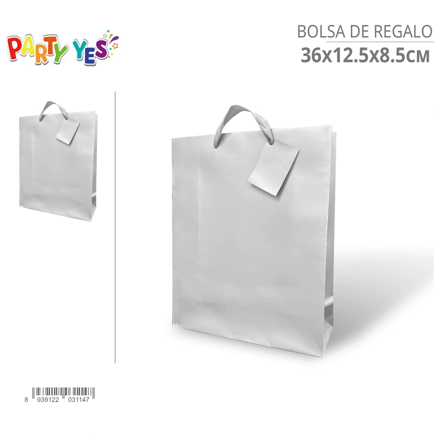 Bolsa de regalo plateada 36*12,5*8,5 cm