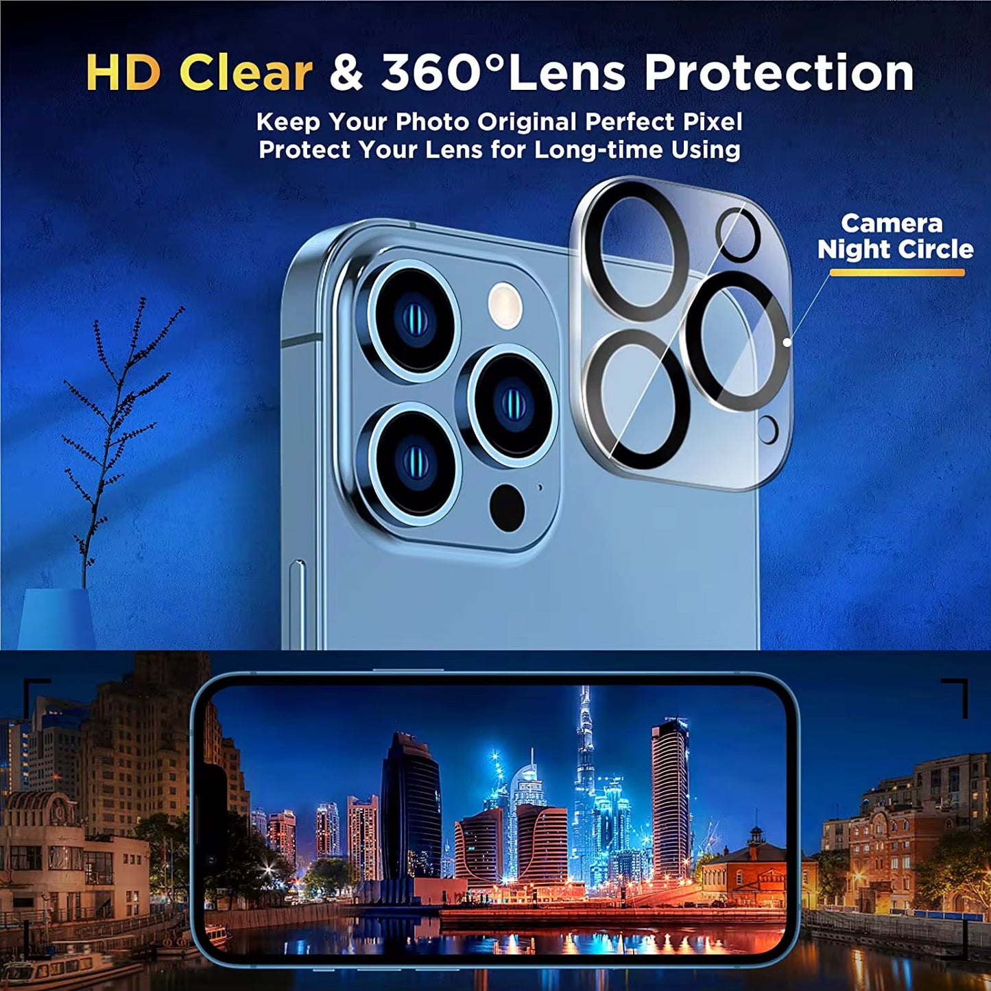 Funda para iPhone 3 en 1 Funda de teléfono magnética transparente Lente de cámara Cubierta completa Pantalla de vidrio templado Cubierta protectora del teléfono