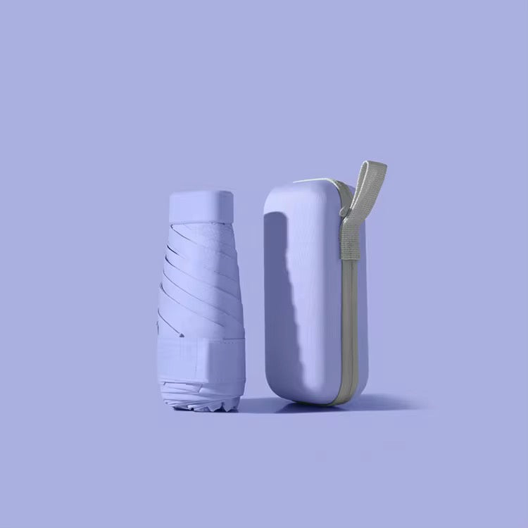 Paraguas portátil de cinco pliegues con estuche anti UV con estuche para viajes